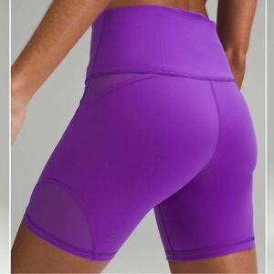 Lululemon Wunder Train Mesh Panel High-Rise Shorts 6" Atomic Purple Sz 0 Biker